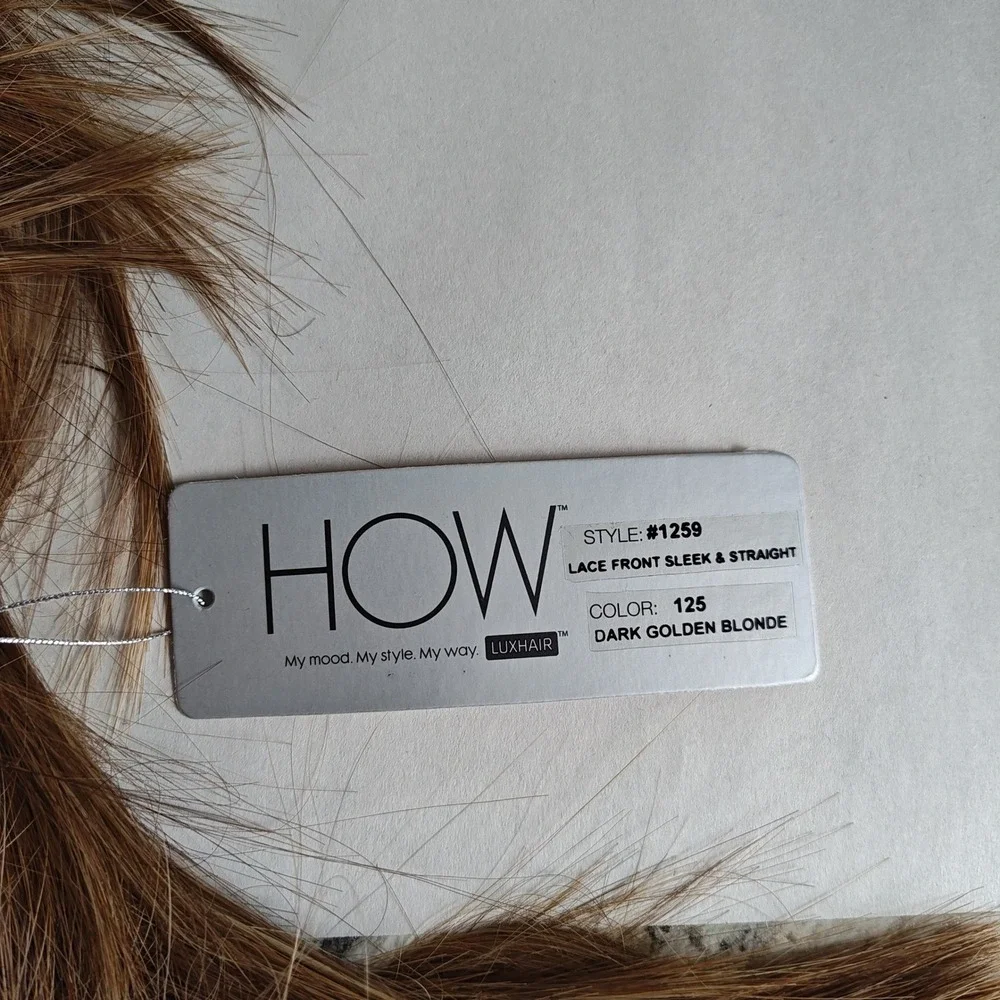 HOW Tabatha Coffey Lace Front Wig Women Dark Golden Blonde Sleek Straight 1259